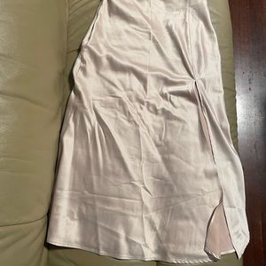 Satin slit midi skirt